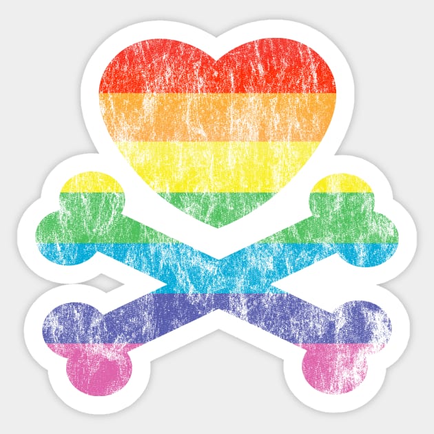 gay rainbow heart and crossbones Sticker by chromatosis